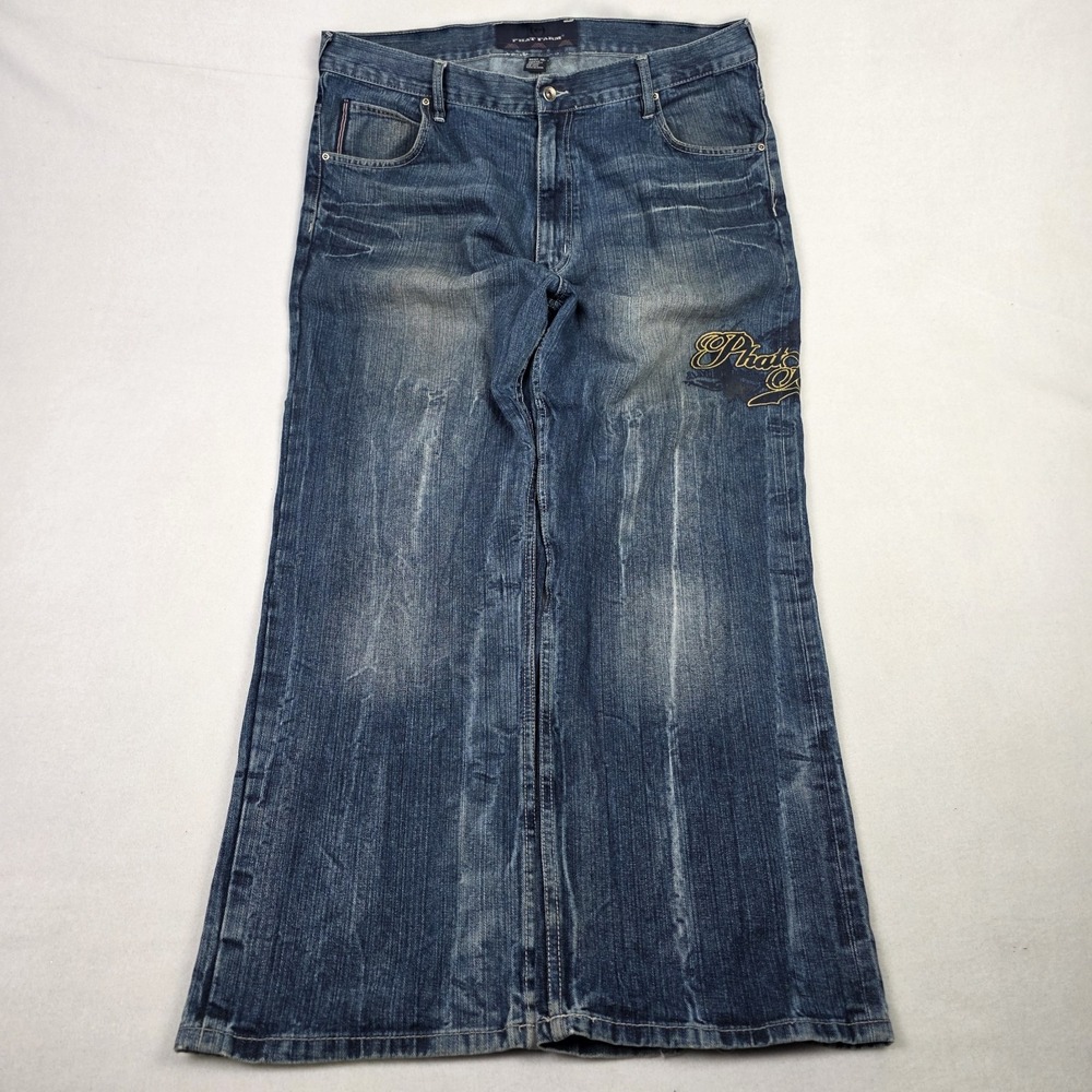 Vintage Y2k Phat Farm Baggy Jeans Mens 38x32 Fits 42x32 Blue Fade Skater Grunge